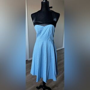 Chic Retro Style Blue Polka Dot Dress